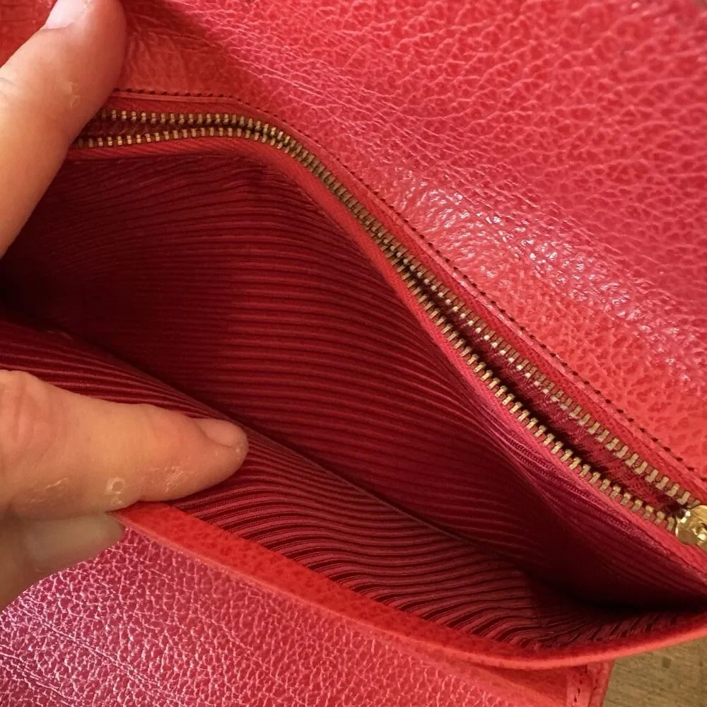 Baronet Fifth Avenue Vintage Red Cowhide Wallet Checkbook Cover Coin Purse